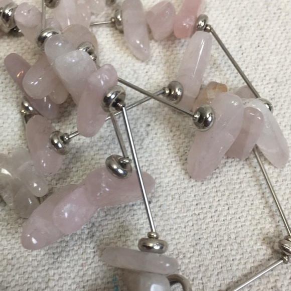 Silver and Rose Quartz Necklace and earring set - Picture 9 of 9